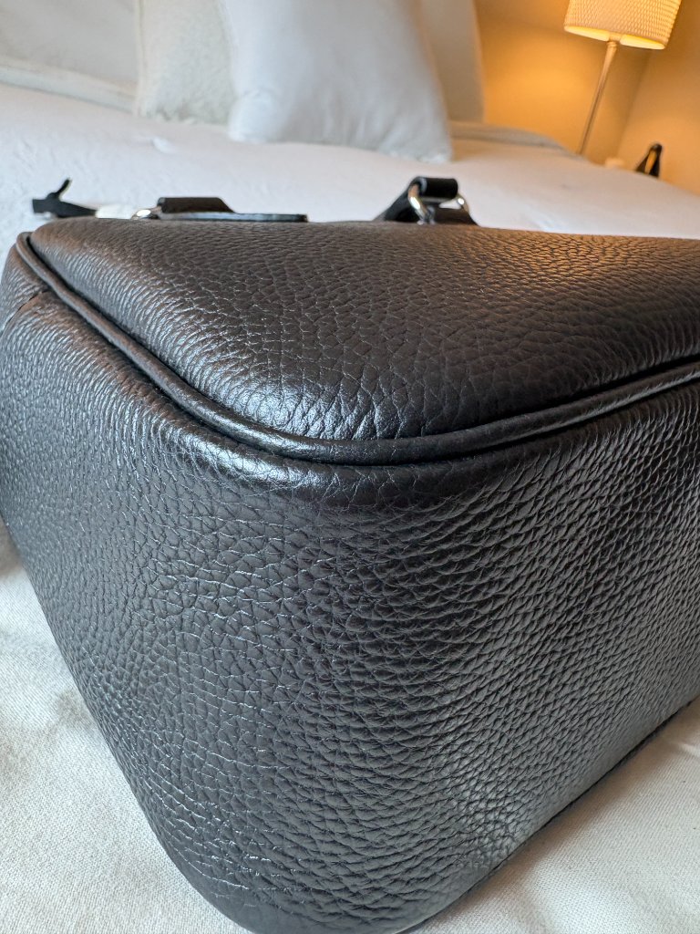 Hyer Goods La Corsa Leather Bowling Bag In Black With Silver Hardware — image 5 of 8